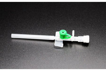 RAMYFLON Safety IVC with wings & without injection port with blood control/notched needle, push button